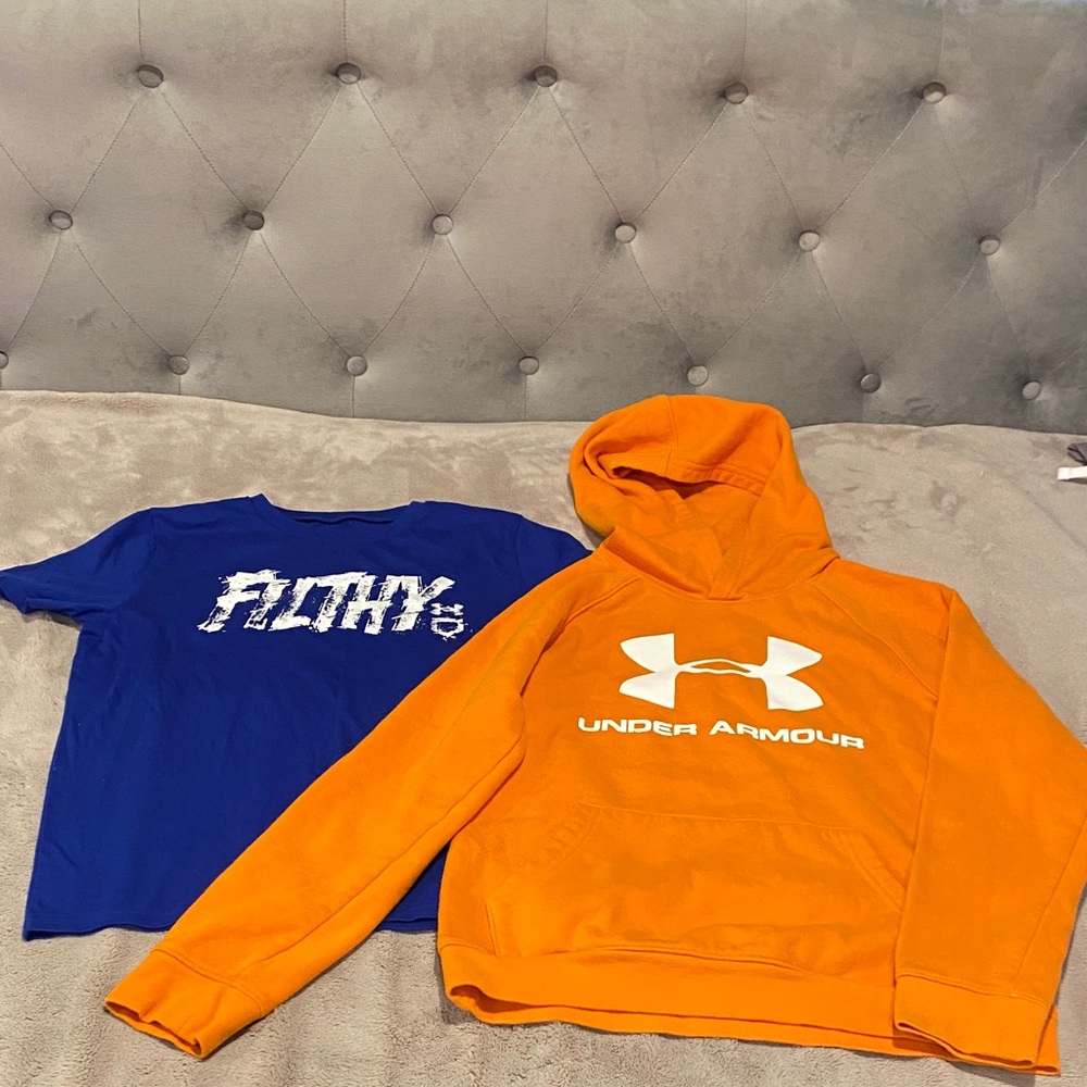Under Armour Orange Hoodie and Blue Tee Set YM
